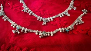 modern silver anklets with stones