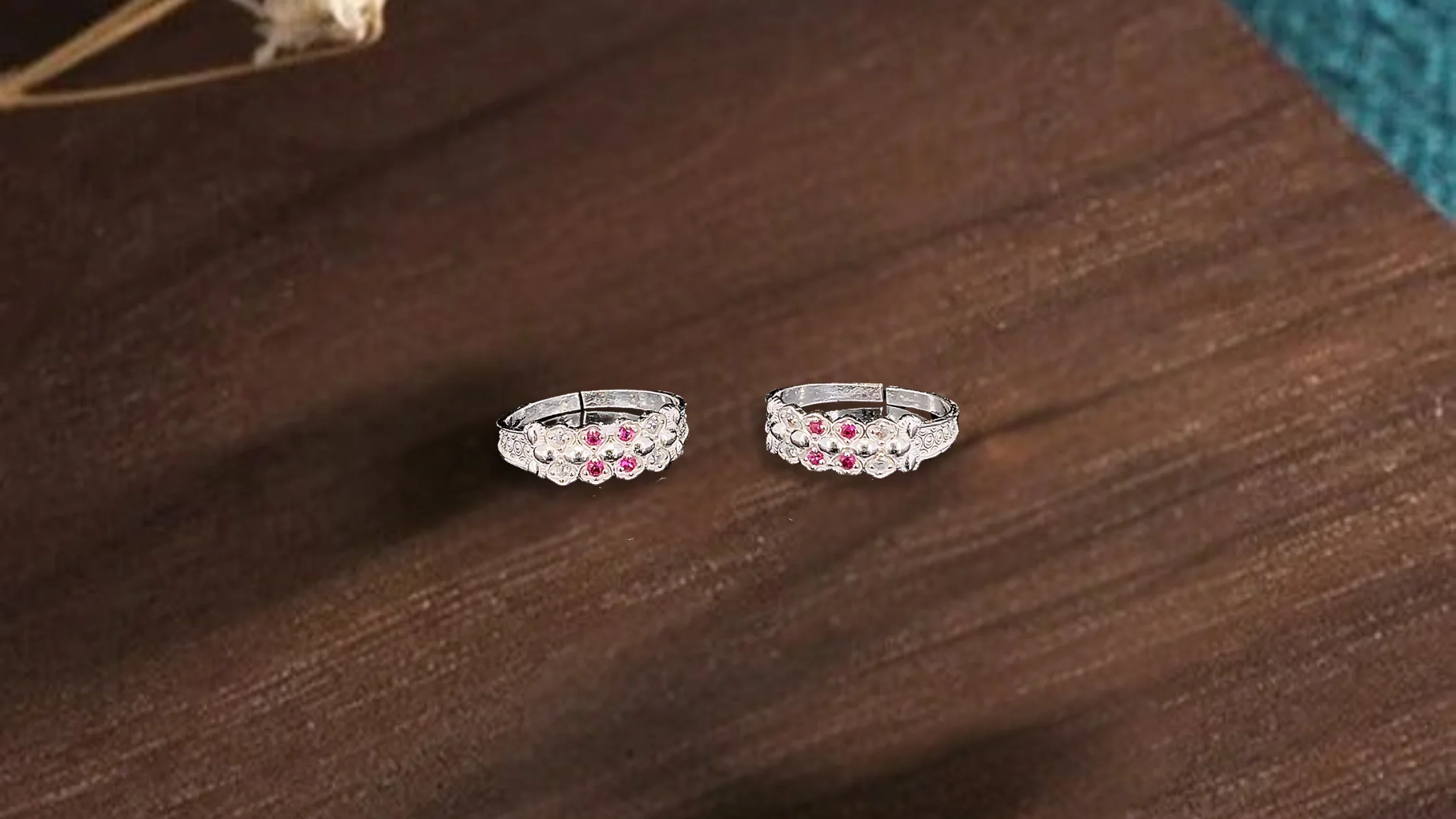 Floral Silver Toe Rings