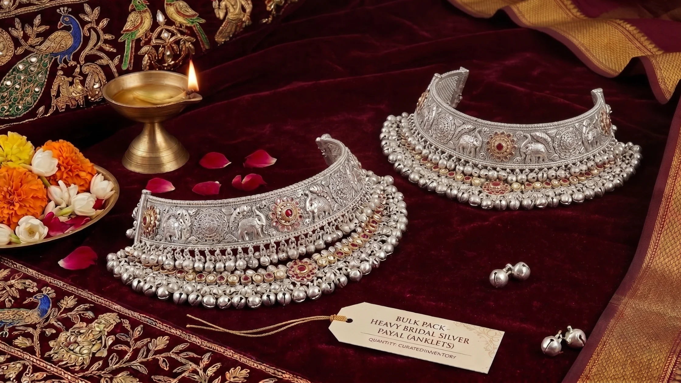 Ethnic silver anklets for bulk purchase