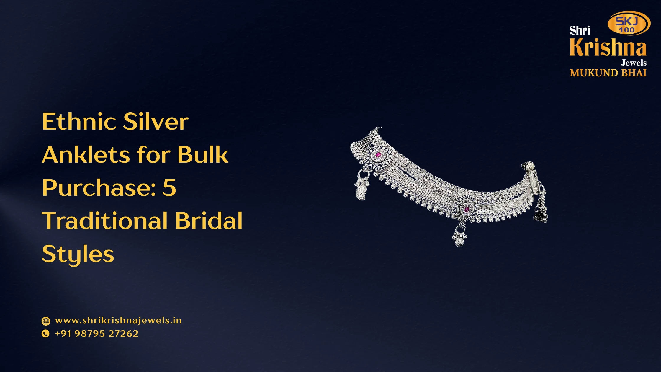Ethnic silver anklets for bulk purchase