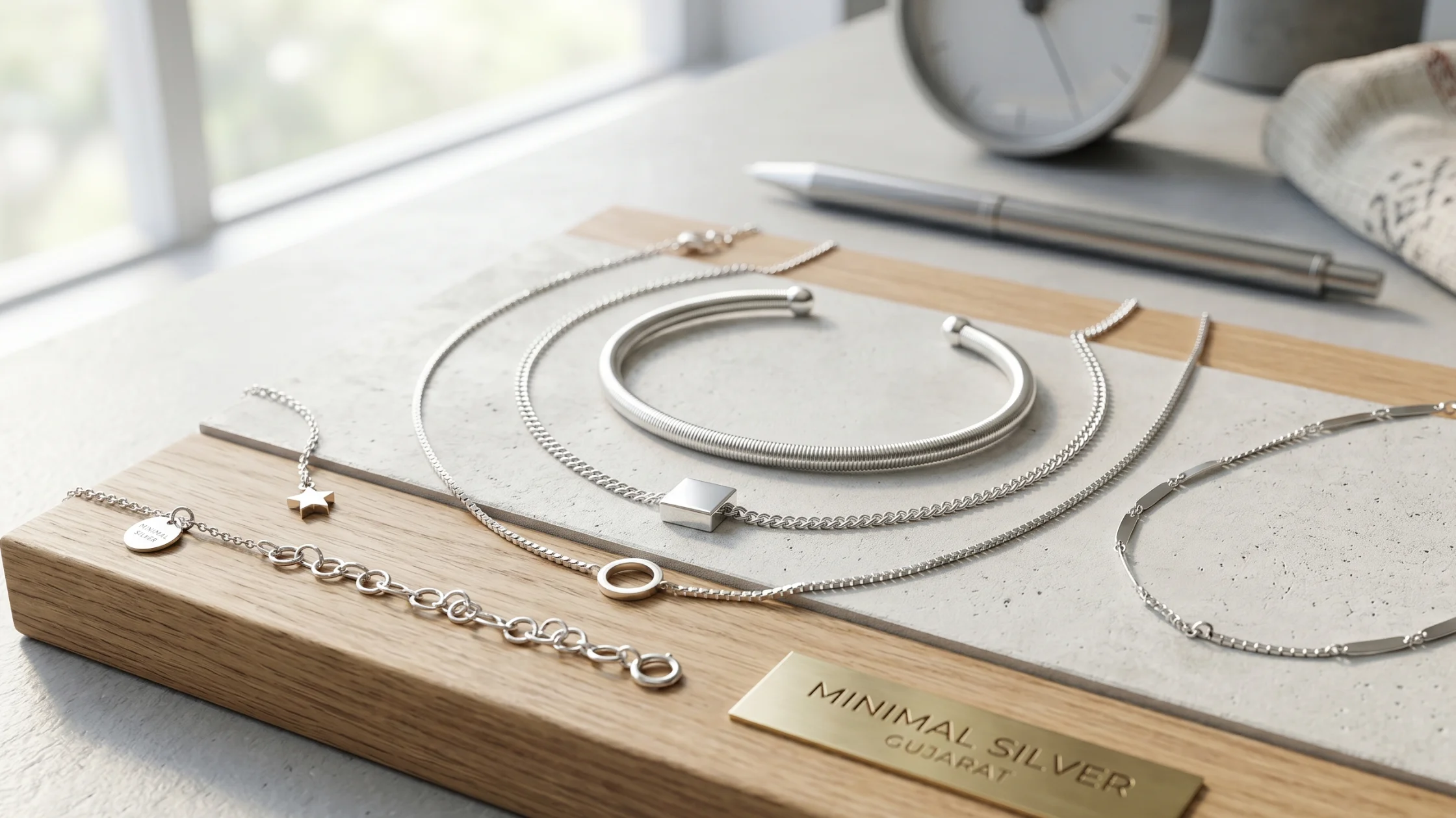 Minimal silver jewellery wholesale Gujarat